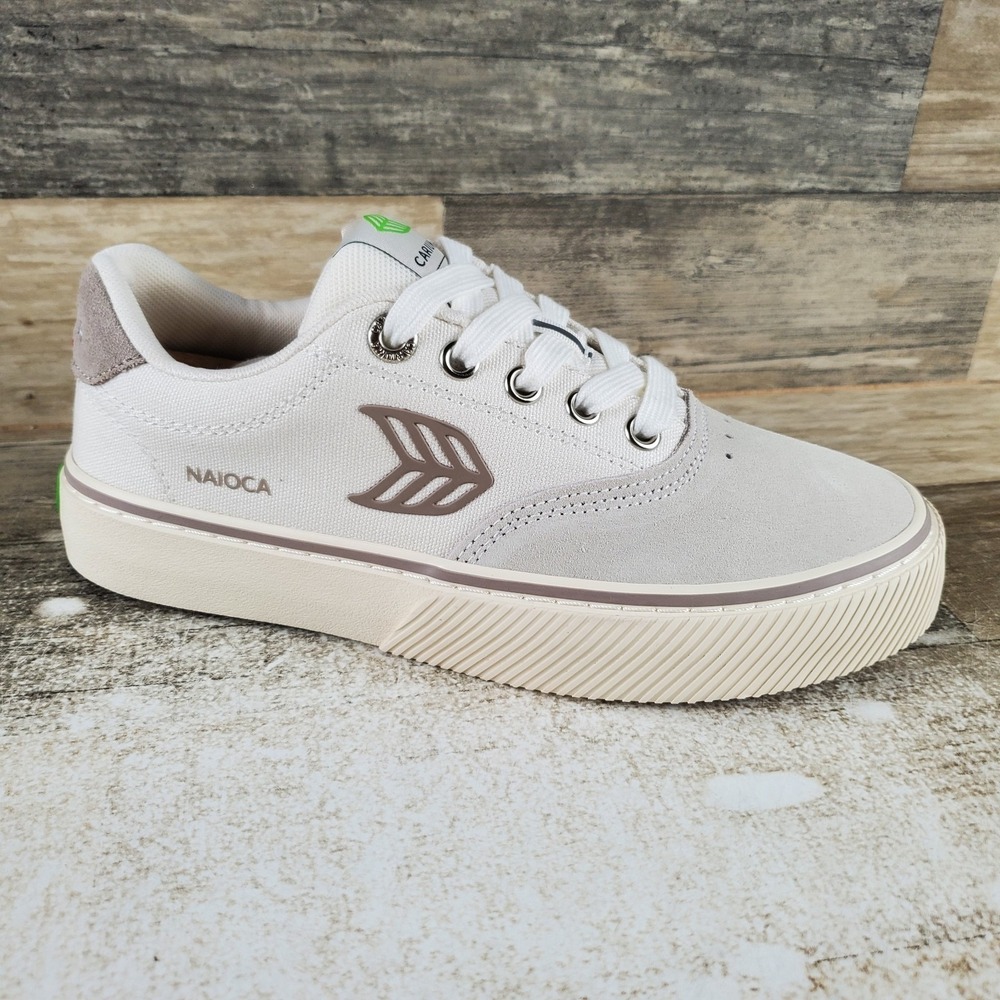 Cariuma Naioca Pro Womens Shoes Sz 5 Running Vintage White Gray Lace Up Sneakers